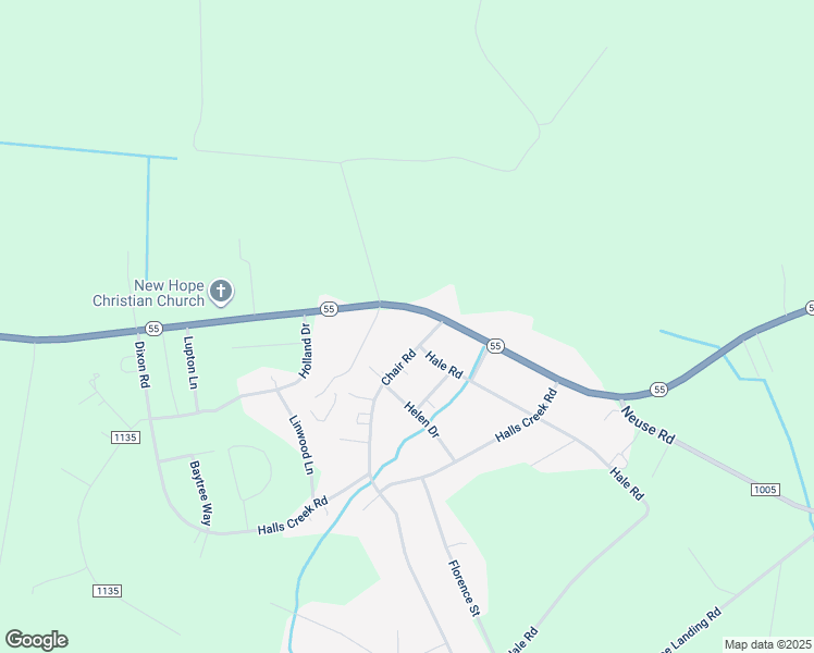 map of restaurants, bars, coffee shops, grocery stores, and more near 6478 North Carolina 55 in New Bern
