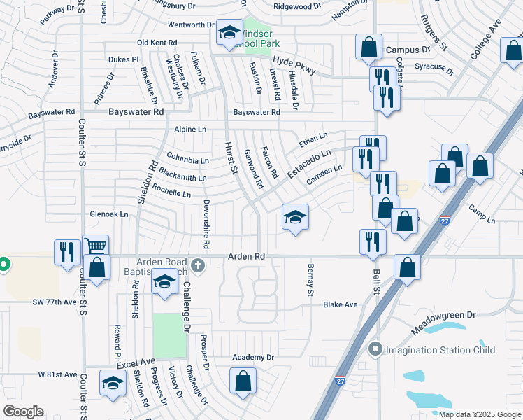 map of restaurants, bars, coffee shops, grocery stores, and more near 6702 Garwood Rd in Amarillo