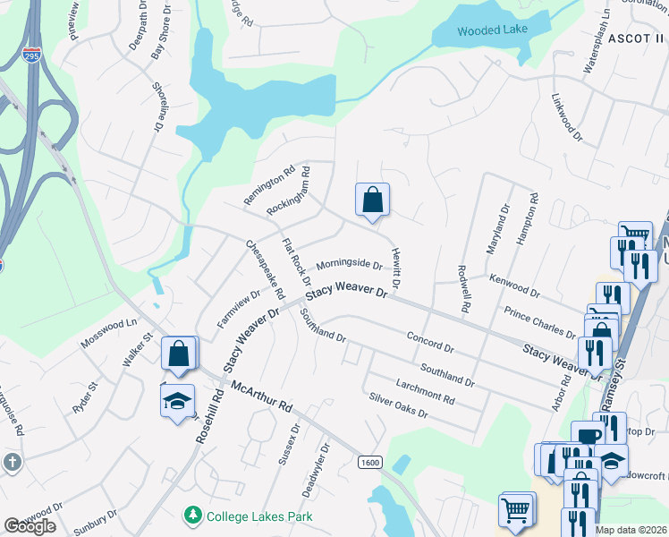 map of restaurants, bars, coffee shops, grocery stores, and more near 464 Morningside Drive in Fayetteville