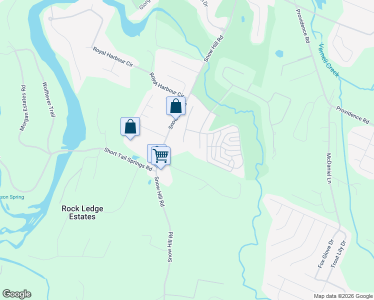 map of restaurants, bars, coffee shops, grocery stores, and more near 7302 Splendid View Drive in Ooltewah