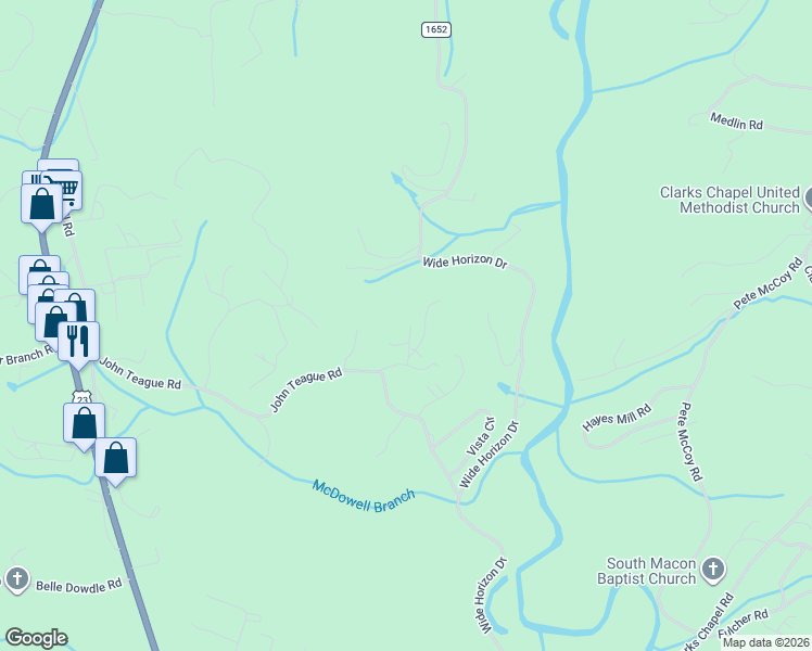 map of restaurants, bars, coffee shops, grocery stores, and more near 158 Grandview Acres Road in Franklin