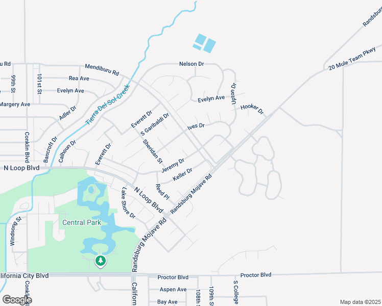map of restaurants, bars, coffee shops, grocery stores, and more near 10755 Jeremy Drive in California City