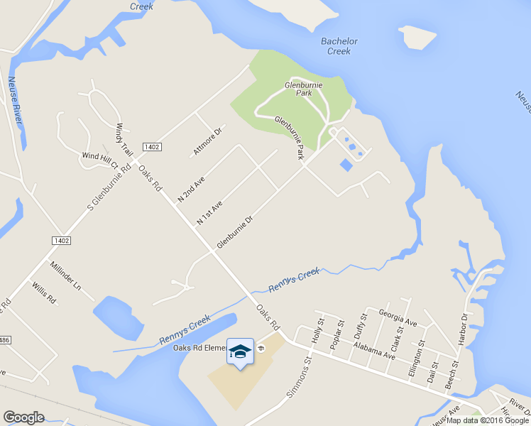 map of restaurants, bars, coffee shops, grocery stores, and more near 209 Glenburnie Drive in New Bern
