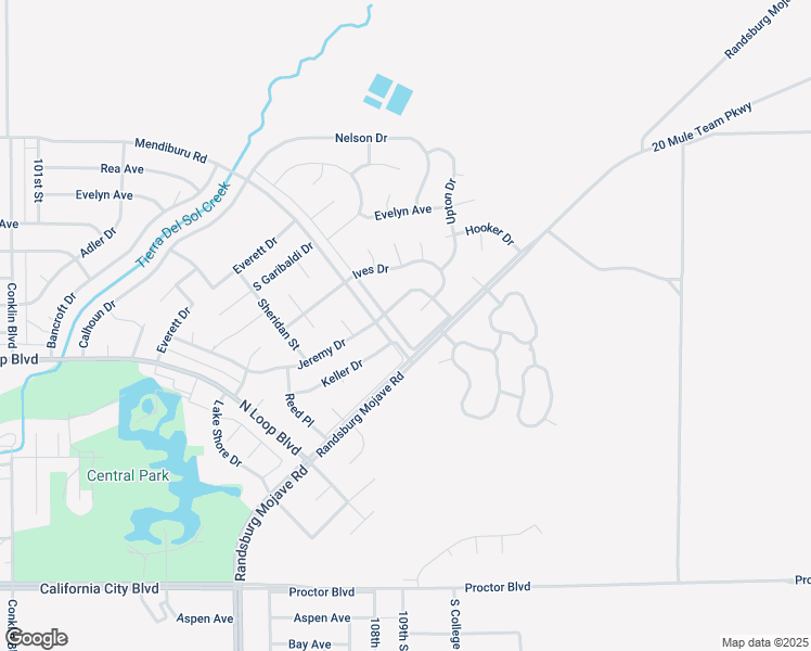map of restaurants, bars, coffee shops, grocery stores, and more near Mendiburu Road in California City
