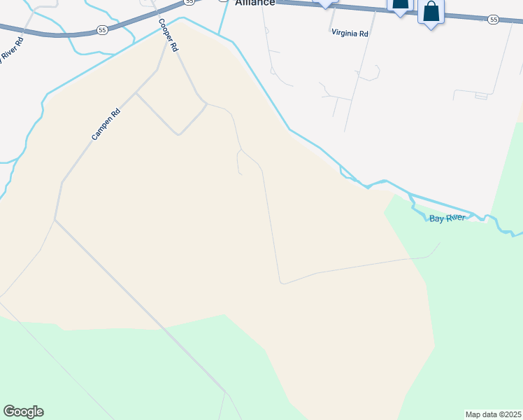 map of restaurants, bars, coffee shops, grocery stores, and more near 904 Cooper Road in Bayboro