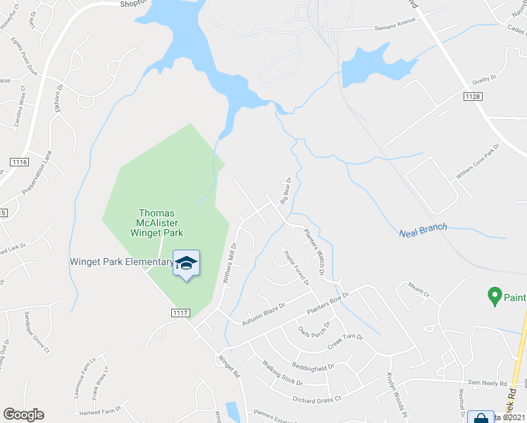 map of restaurants, bars, coffee shops, grocery stores, and more near 12119 Regent Ridge Lane in Charlotte