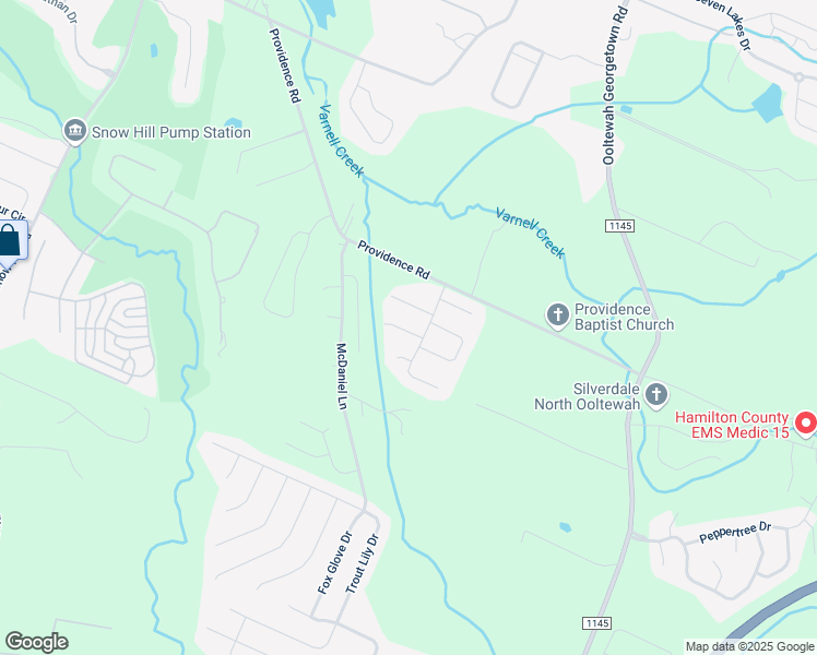 map of restaurants, bars, coffee shops, grocery stores, and more near 8430 Providence Rd in Ooltewah