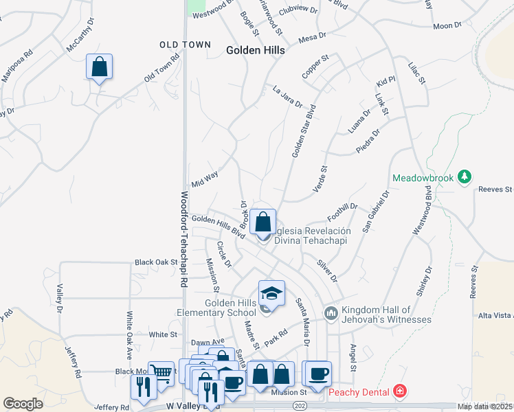 map of restaurants, bars, coffee shops, grocery stores, and more near 20209 Mini Court in Golden Hills