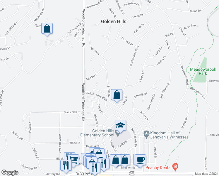 map of restaurants, bars, coffee shops, grocery stores, and more near 20209 Mini Court in Tehachapi