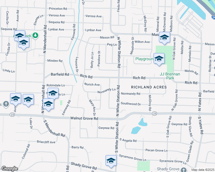 map of restaurants, bars, coffee shops, grocery stores, and more near 125 South Bendel Circle in Memphis