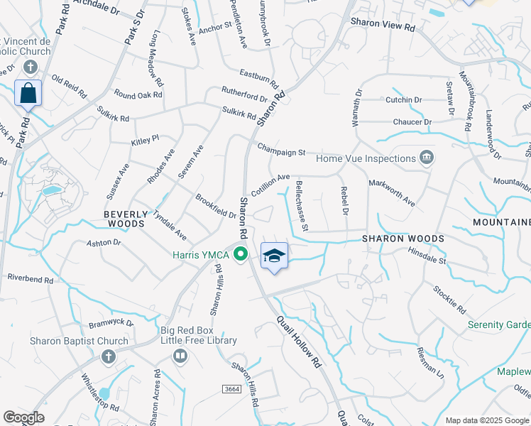 map of restaurants, bars, coffee shops, grocery stores, and more near in Charlotte