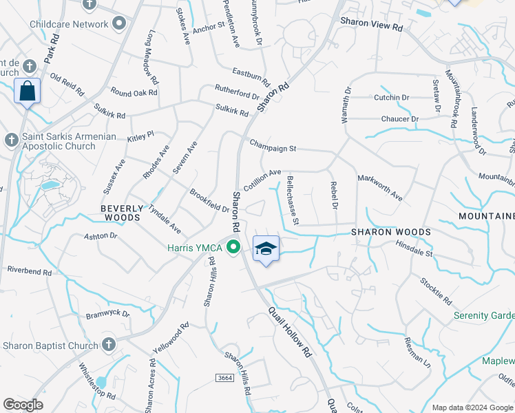 map of restaurants, bars, coffee shops, grocery stores, and more near in Charlotte