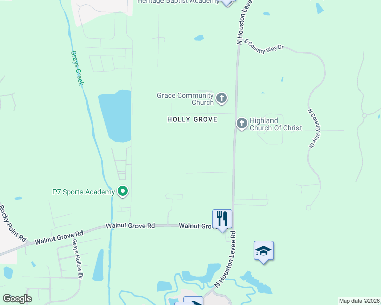map of restaurants, bars, coffee shops, grocery stores, and more near 377 Houston Levee Road in Shelby County