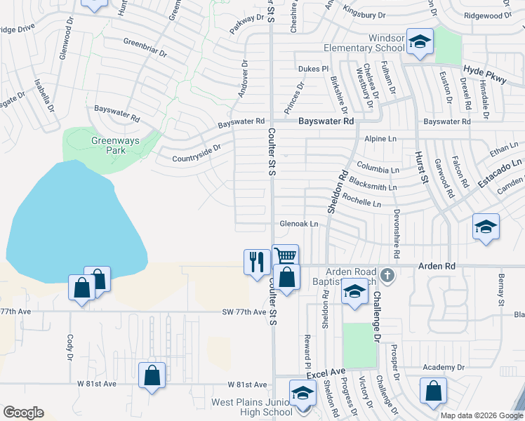 map of restaurants, bars, coffee shops, grocery stores, and more near 7403 Limestone Drive in Amarillo