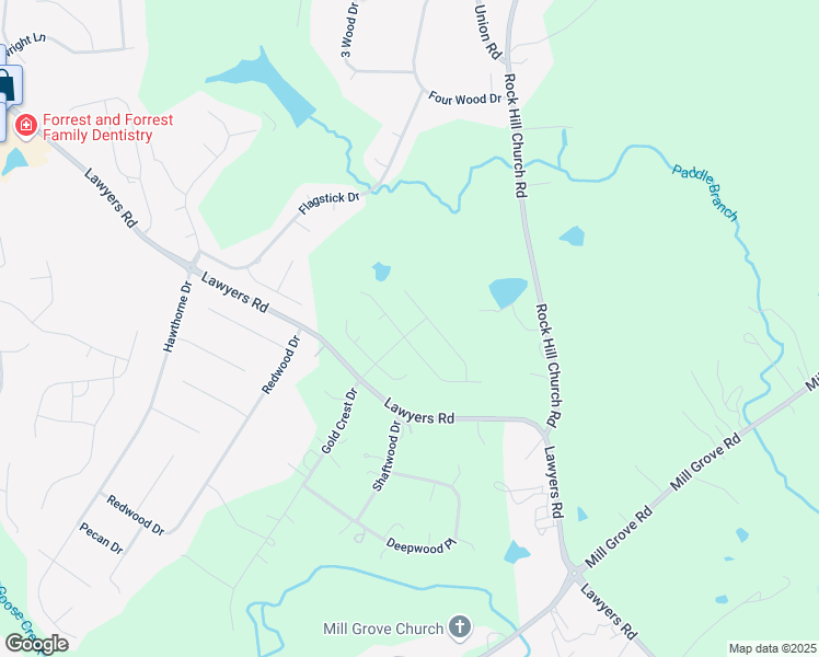 map of restaurants, bars, coffee shops, grocery stores, and more near 4300 Derbyshire Lane in Matthews