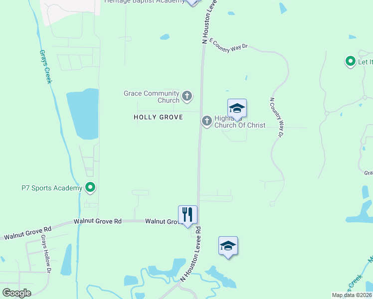 map of restaurants, bars, coffee shops, grocery stores, and more near 377 Houston Levee Road in Shelby County