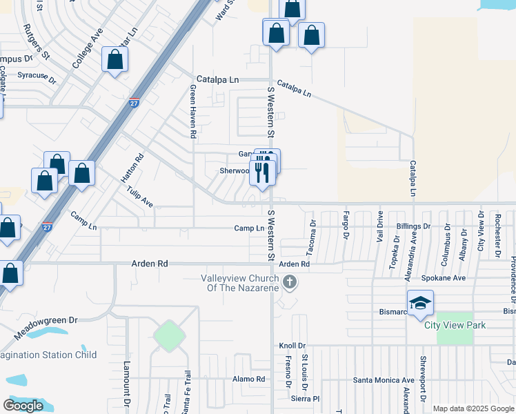 map of restaurants, bars, coffee shops, grocery stores, and more near 4201 West Farmers Avenue in Amarillo