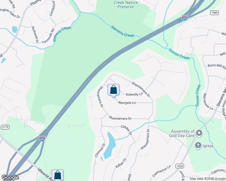 map of restaurants, bars, coffee shops, grocery stores, and more near 6019 Abergele Lane in Matthews