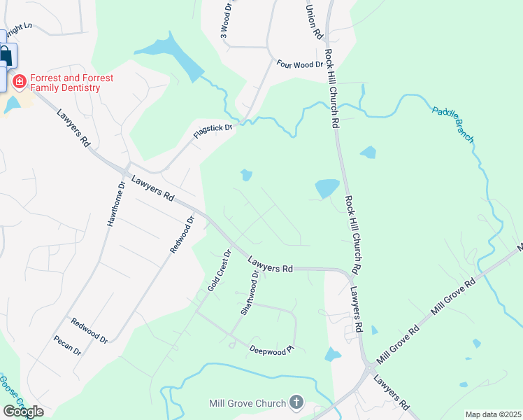 map of restaurants, bars, coffee shops, grocery stores, and more near 4300 Derbyshire Lane in Matthews