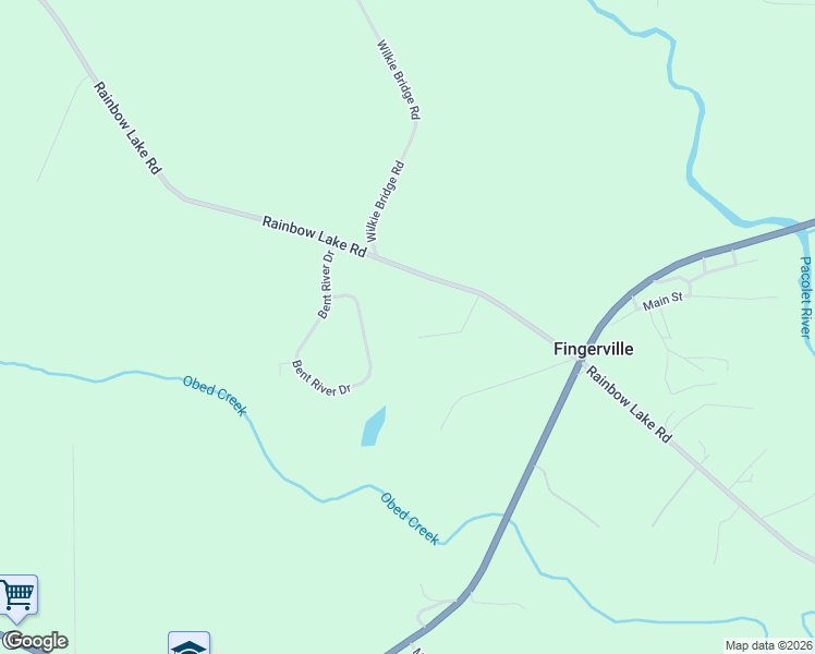 map of restaurants, bars, coffee shops, grocery stores, and more near 352 Bent River Drive in Inman