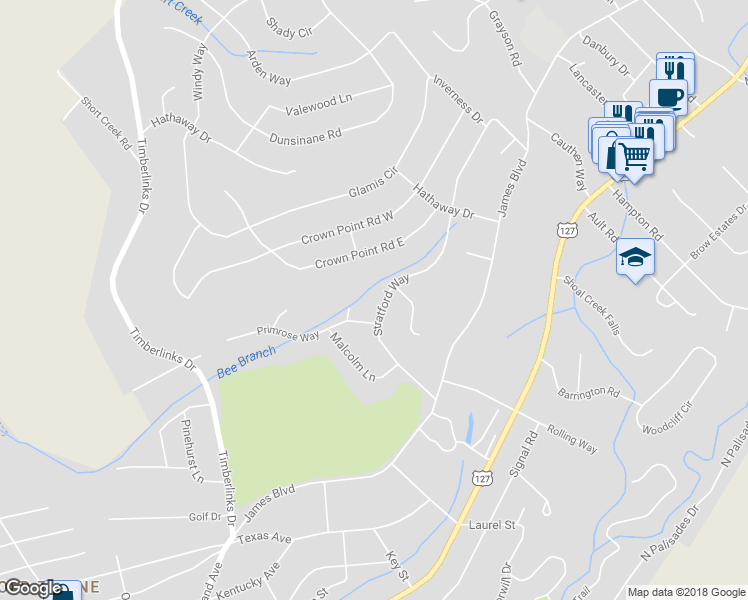 map of restaurants, bars, coffee shops, grocery stores, and more near 115 Stratford Way in Signal Mountain