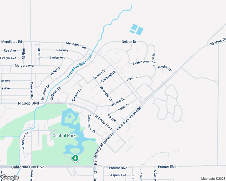 map of restaurants, bars, coffee shops, grocery stores, and more near Ives Drive in California City