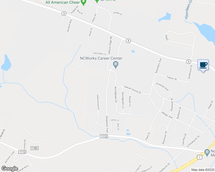 map of restaurants, bars, coffee shops, grocery stores, and more near 337 Shepherd Trail in Aberdeen