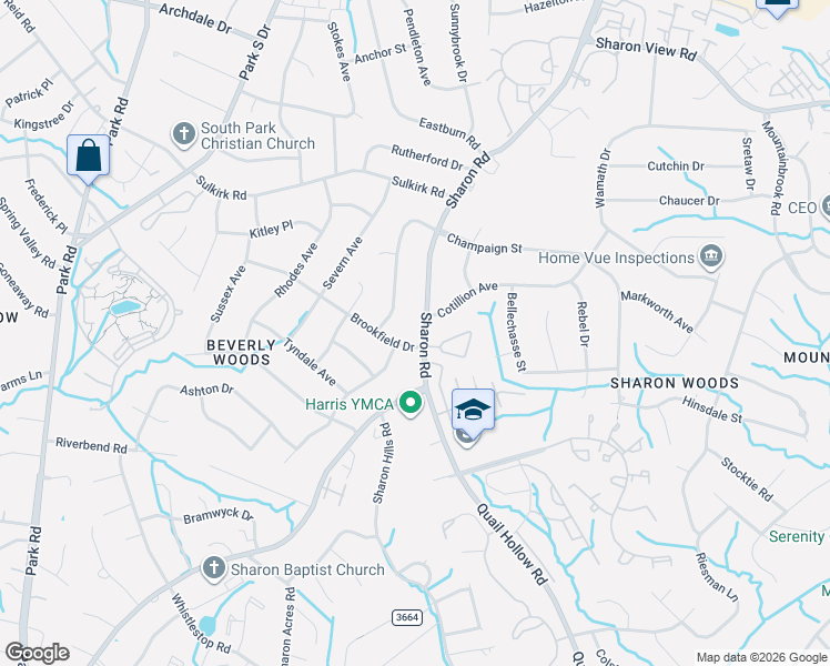 map of restaurants, bars, coffee shops, grocery stores, and more near in Charlotte