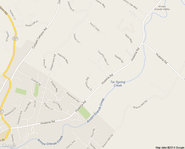 map of restaurants, bars, coffee shops, grocery stores, and more near 195 Big Canyon Court in Arroyo Grande