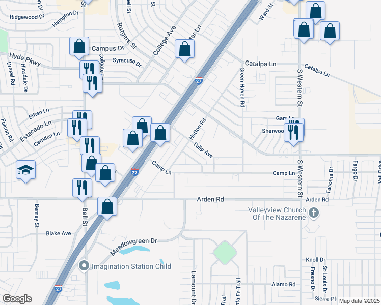 map of restaurants, bars, coffee shops, grocery stores, and more near 5178 Azalea Avenue in Amarillo