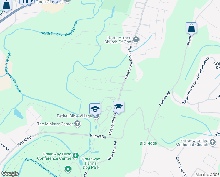 map of restaurants, bars, coffee shops, grocery stores, and more near 3033 Preston Station Drive in Chattanooga