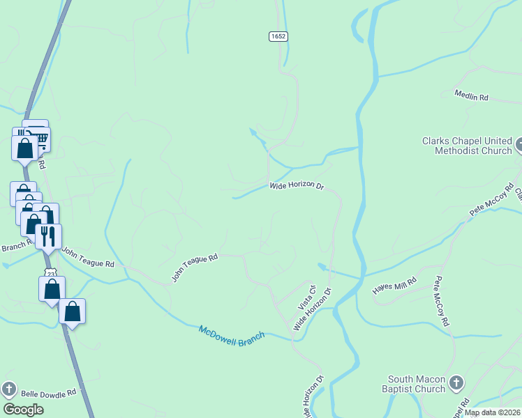 map of restaurants, bars, coffee shops, grocery stores, and more near 158 Grandview Acres Road in Franklin