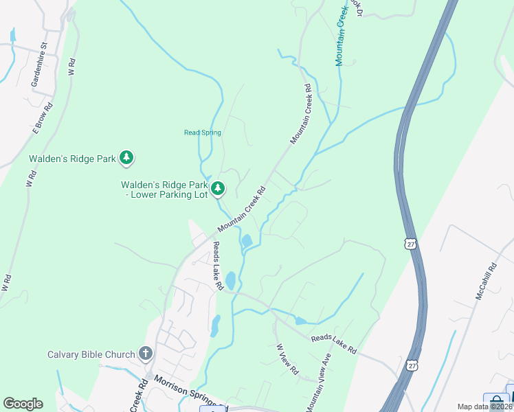 map of restaurants, bars, coffee shops, grocery stores, and more near 915 Creek Drive in Chattanooga