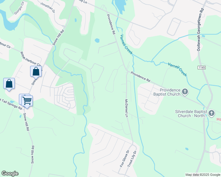 map of restaurants, bars, coffee shops, grocery stores, and more near 7527 McDaniel Lane in Ooltewah