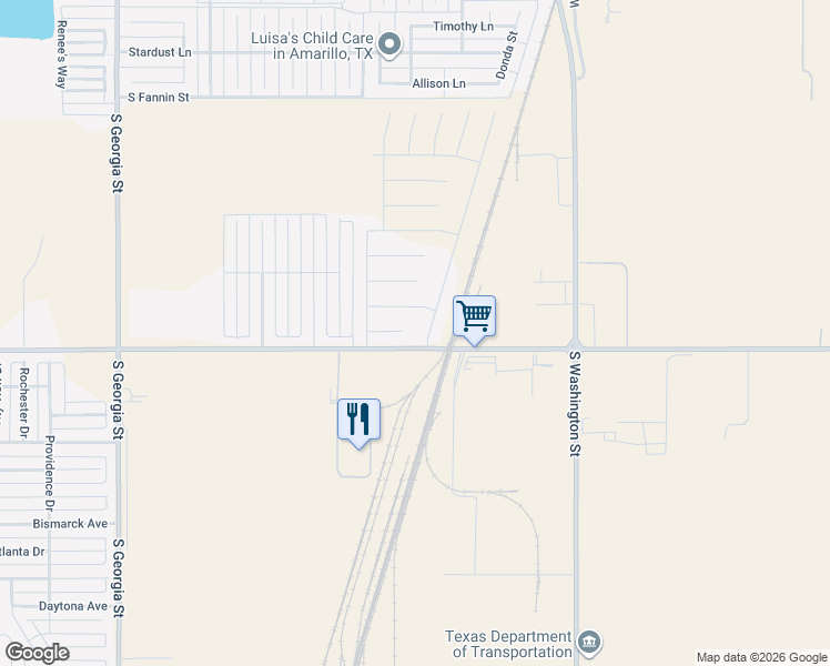 map of restaurants, bars, coffee shops, grocery stores, and more near 1820 West Farmers Avenue in Amarillo