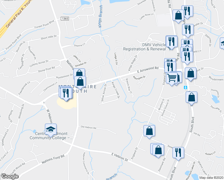 map of restaurants, bars, coffee shops, grocery stores, and more near in Charlotte