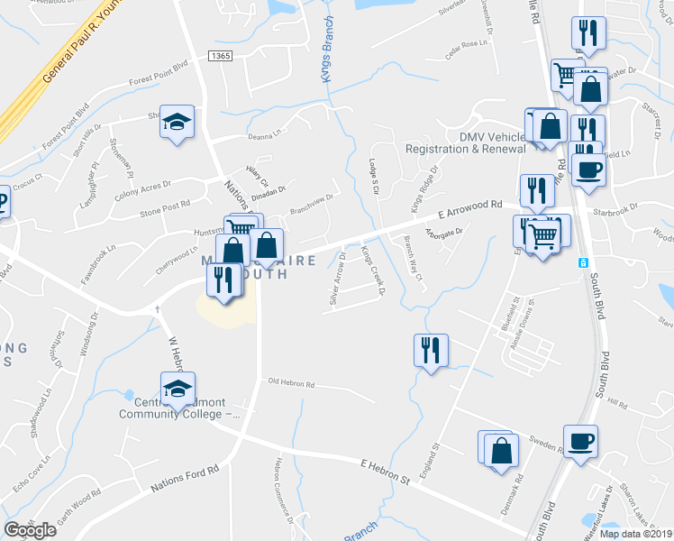 map of restaurants, bars, coffee shops, grocery stores, and more near in Charlotte