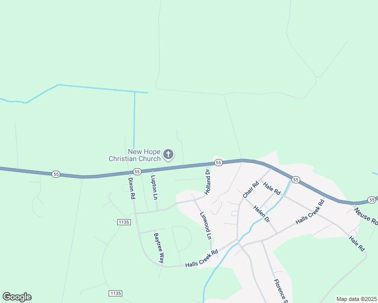 map of restaurants, bars, coffee shops, grocery stores, and more near 80 Hunterfield Lane in New Bern