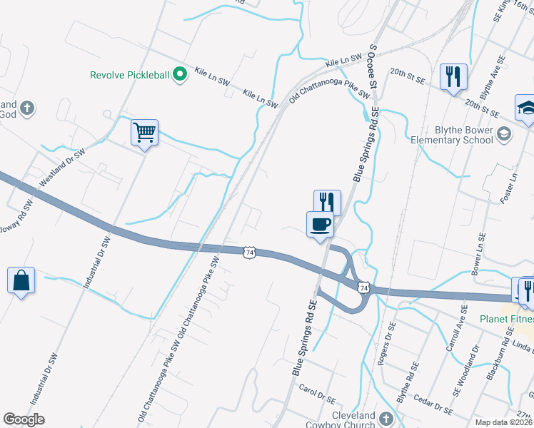 map of restaurants, bars, coffee shops, grocery stores, and more near 139 Dempsey Circle Southwest in Cleveland