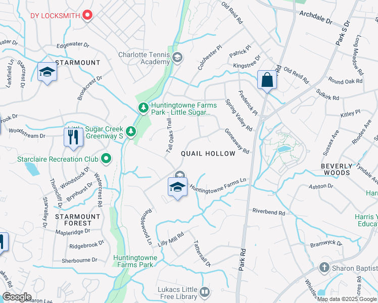 map of restaurants, bars, coffee shops, grocery stores, and more near 2901 Goneaway Road in Charlotte