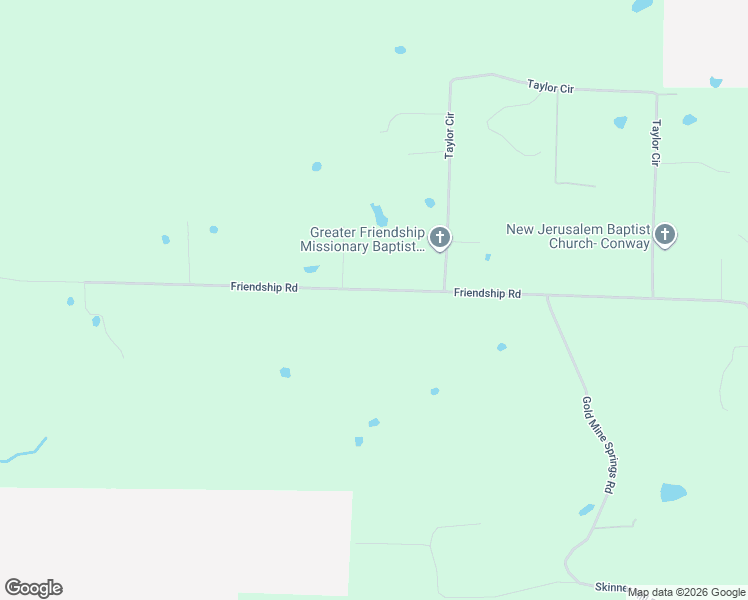 map of restaurants, bars, coffee shops, grocery stores, and more near 155 Friendship Road in Conway