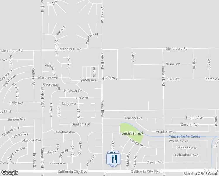 map of restaurants, bars, coffee shops, grocery stores, and more near 21620 Yerba Boulevard in California City