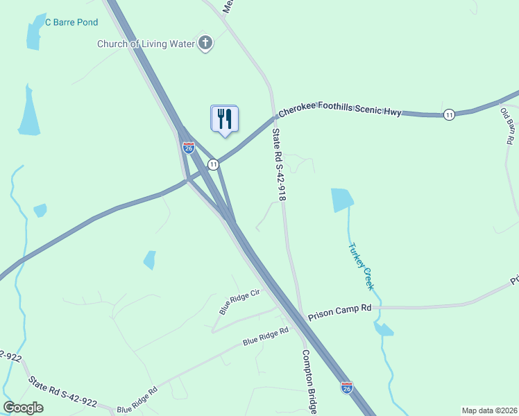 map of restaurants, bars, coffee shops, grocery stores, and more near 1555 Prison Camp Road in Campobello