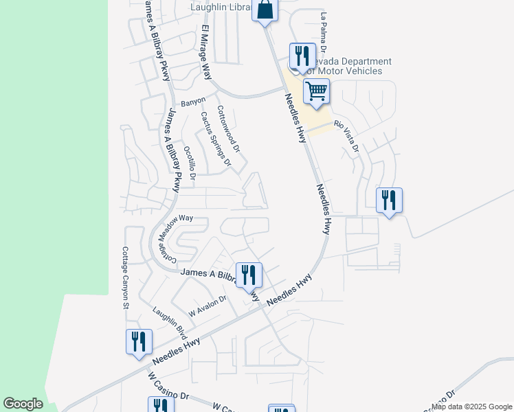 map of restaurants, bars, coffee shops, grocery stores, and more near 2036 Mesquite in Laughlin