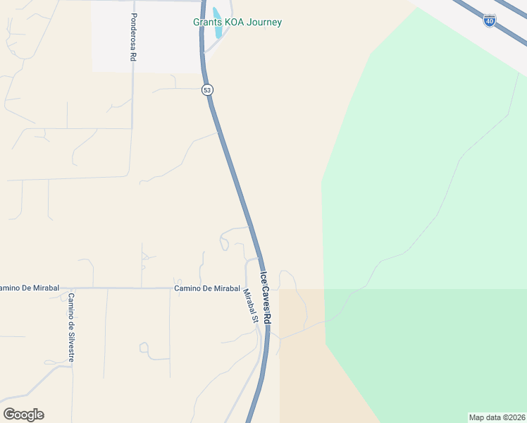 map of restaurants, bars, coffee shops, grocery stores, and more near 165 Ice Caves Road in Grants