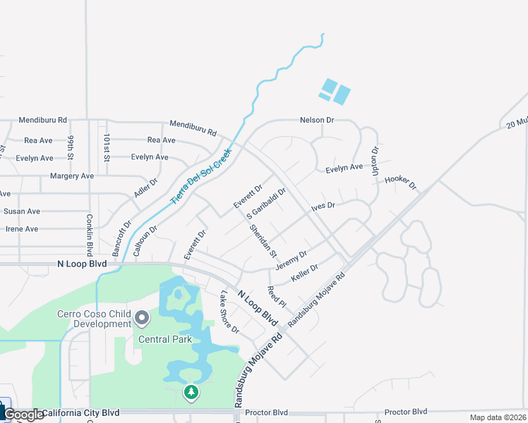 map of restaurants, bars, coffee shops, grocery stores, and more near 21720 South Garibaldi Drive in California City