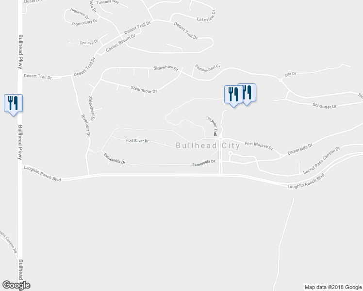 map of restaurants, bars, coffee shops, grocery stores, and more near 2923 Fort Silver Drive in Bullhead City