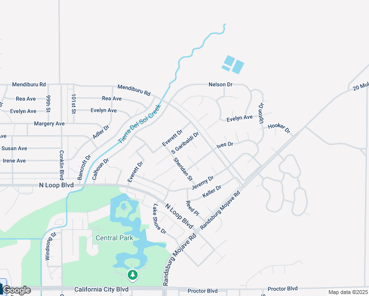 map of restaurants, bars, coffee shops, grocery stores, and more near 21720 South Garibaldi Drive in California City