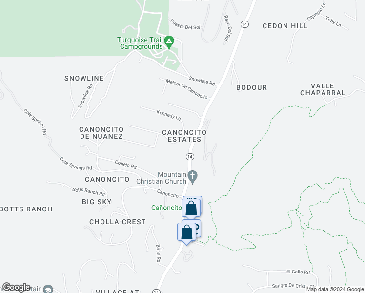 map of restaurants, bars, coffee shops, grocery stores, and more near 5 Corte De Canoncito in Cedar Crest