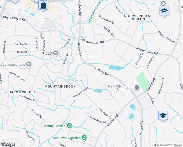 map of restaurants, bars, coffee shops, grocery stores, and more near 3911 Amyington Drive in Charlotte